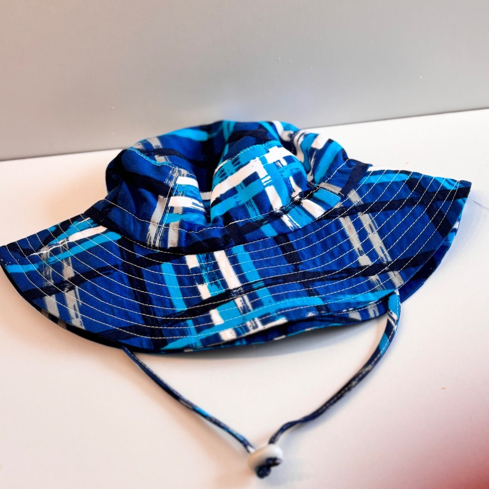 Jan & Jul Kids Blue Plaid Bucket Hat Sun Hat With‎ Chin Strap Toddler Baby Hat